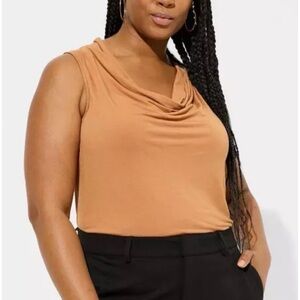 Torrid Studio Tissue Jersey Drape Neck Tank Top Camel